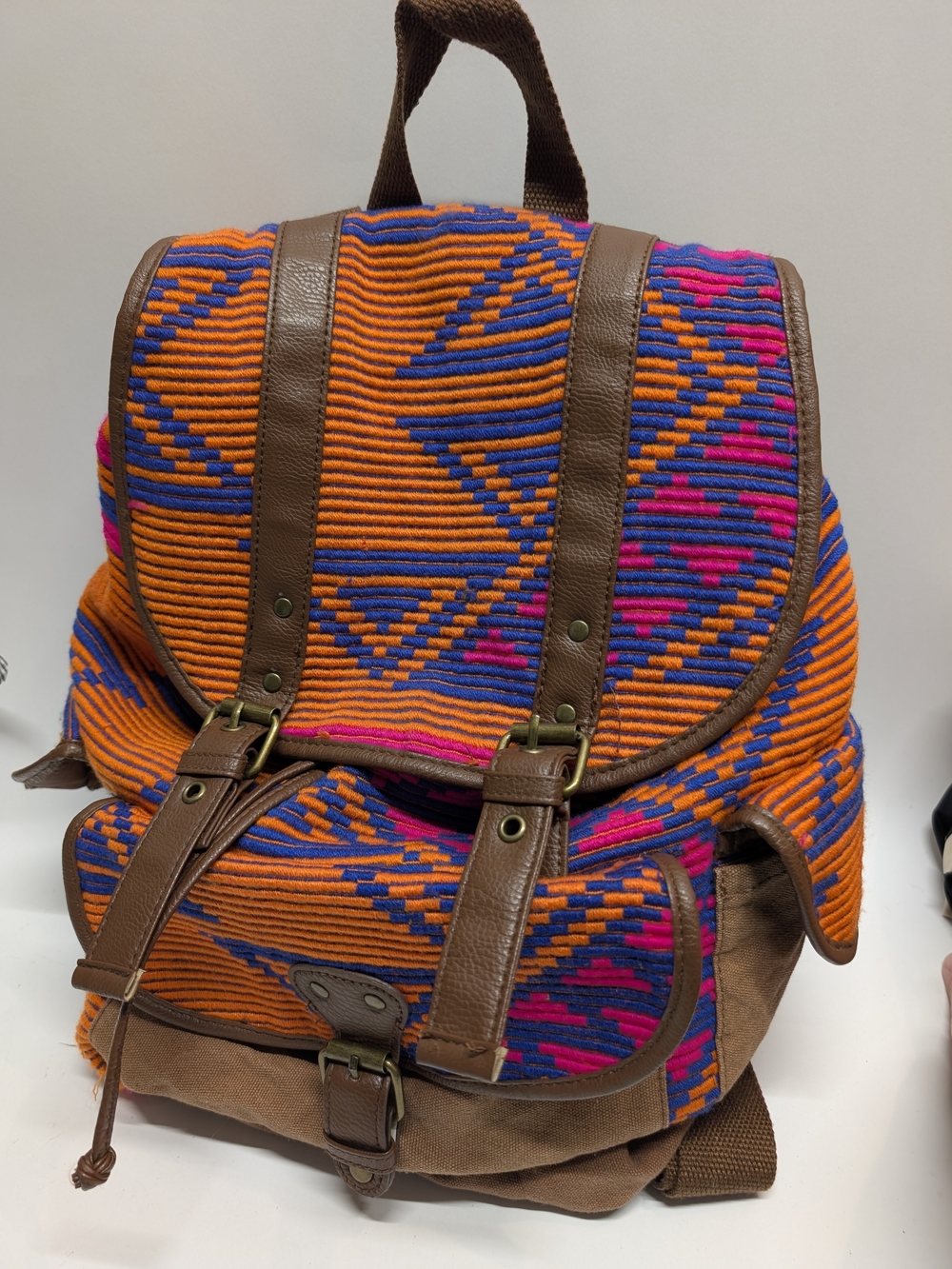 Mossimo Vibrant Orange & Blue Patterned Backpack